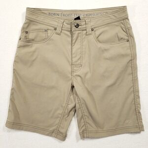 Prana Brion Shorts Mens 32 Tan Khaki Nylon Stretch Hiking Outdoor M3BRIO113
